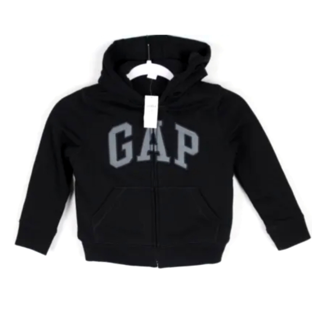BNWT!! Baby Gap Logo Sherpa Zip Hoodie Sweatshirt Size 5 Years True Black